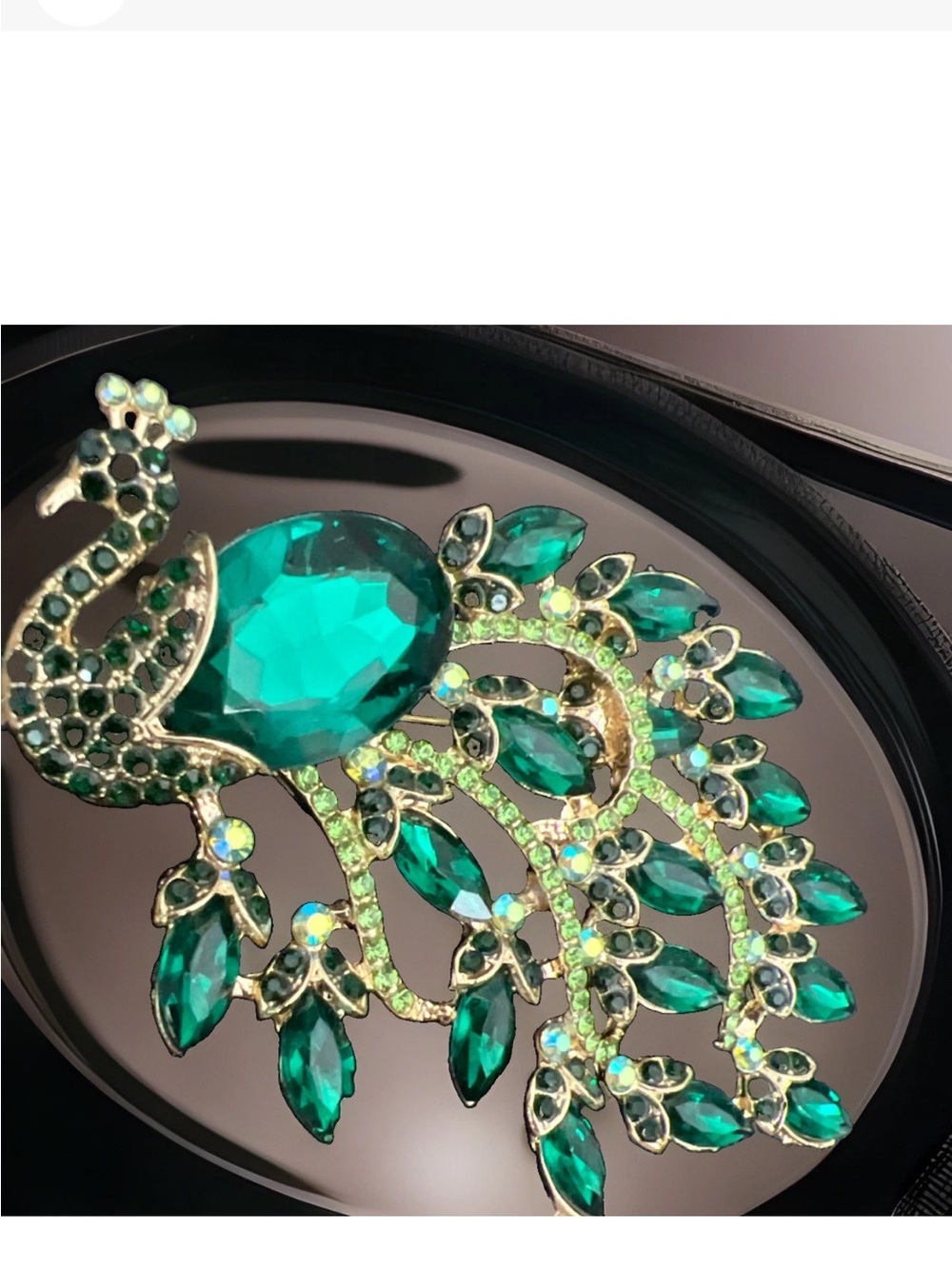 Emerald Green Peacock Crystal Brooch - Women Jewelry